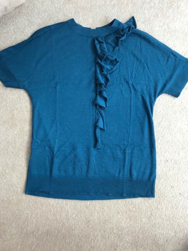 Maglione in maglia Miu Miu misto seta cashmere maniche corte dettaglio volant