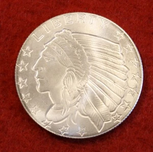 Incuse Indian design 1/4 oz .999% Silver Bullion Round Coin A1 - Picture 1 of 2