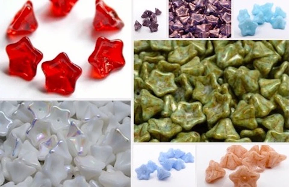 13/10 (mm) CZECH PRESSED GLASS PETUNIA TRUMPET/FLOWER BELL CUP BEADS  - 10 PCS - Image 1 of 1