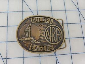 Hebilla de cinturón de latón Golden Eagles NRA National Rifle Association of America de la década de 1990 - Imagen 1 de 12