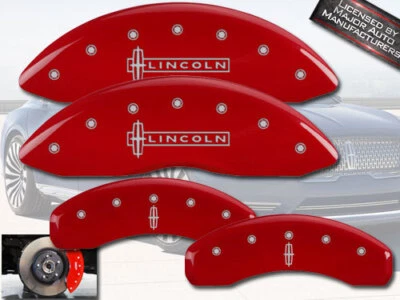 2009-2012 "Lincoln" MKS dianteiro + traseiro vermelho MGP tampas de pinça de disco de freio com estrela - Imagem 1 de 4