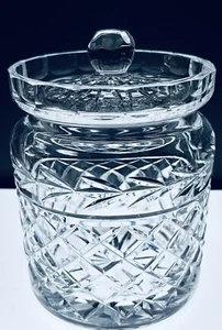 Waterford Crystal Glass Glandore Biscuit Barrel Sweet Candy Cookie Jar & Lid 7" - Picture 1 of 11