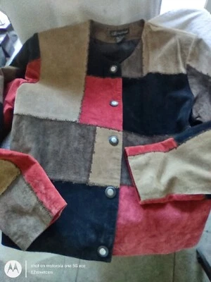 Karen Arnold Vintage Leather Patchwork Jacket, Size Med.  Great Condition.. Foto 1 de 3