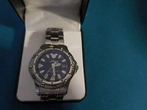 Disney Mens Silver Tone Time Works Mickey Ears Tachymeter Diver Watch W/ Date - Picture 1 of 6