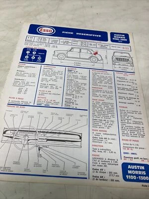 Scheda Tecnica Automobile Descrittivo Esso Austin Morris 1100 1300 1972 - Immagine 1 di 2