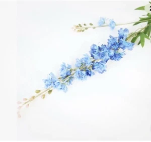 Silk Blue Delphinium Flower Faux Artificial 2 Prong Long Home Wedding New - Picture 1 of 1