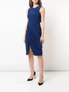 Jason Wu Collection Size 12 Sapphire Blue Draped Midi Dress Msrp $1695.00 - Picture 1 of 2