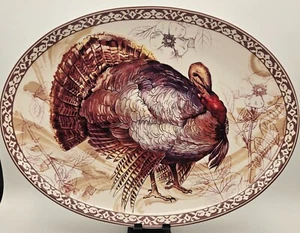 Biltmore For Home Autumn Birds Turkey Large Oval Serving Platter Thanksgiving - Picture 1 of 9