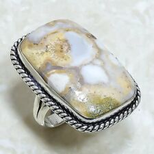 Polka Dot Agate Gemstone Handmade Ethnic Silver Jewelry Ring Size 6 Rrj6174