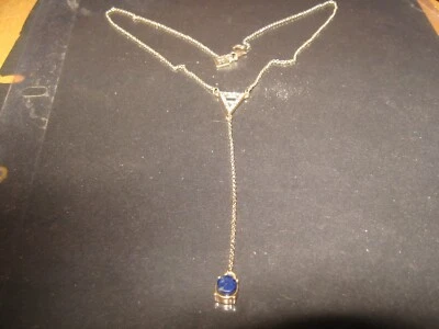 Collar Gargantilla Banana Republic Y Gota Pavé Estrás Azul V Cuentas Cadena  Foto 1 de 3