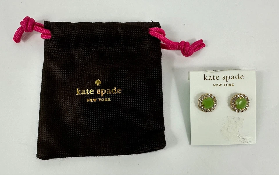 Kate Spade Secret Garden Earrings Bud Green Crystal Studs Wbru7214
