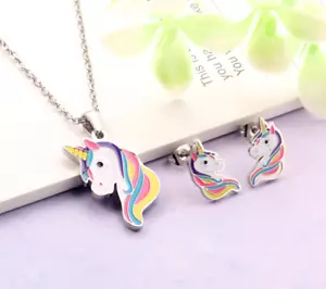 Einhorn-Set, Minnie Maus Halskette & Ohrringe Mädchen/Frauen UK - Bild 1 von 10