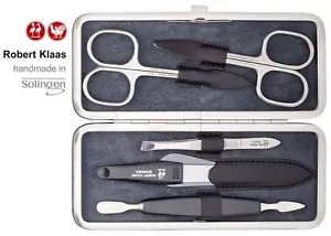 JUEGO DE TIJERAS DE UÑAS ALEMANAS ROBERT KLAAS HECHAS A MANO SOLINGEN 5 PIEZAS ESTUCHE DE MANICURA - Imagen 1 de 1