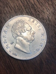 India-British 1835 Silver Rupee KM#450.3 UNC F On Truncation RARE - Picture 1 of 10