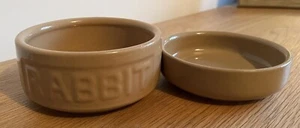 Mason Cash Brown Ceramic RABBIT Feeding Dishes 5” Wide Solid Heavy Non Tip Over - Picture 1 of 11