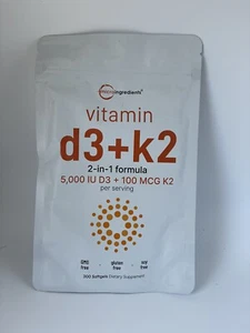 Vitamin D3 + K2, 300 Softgels - Picture 1 of 3