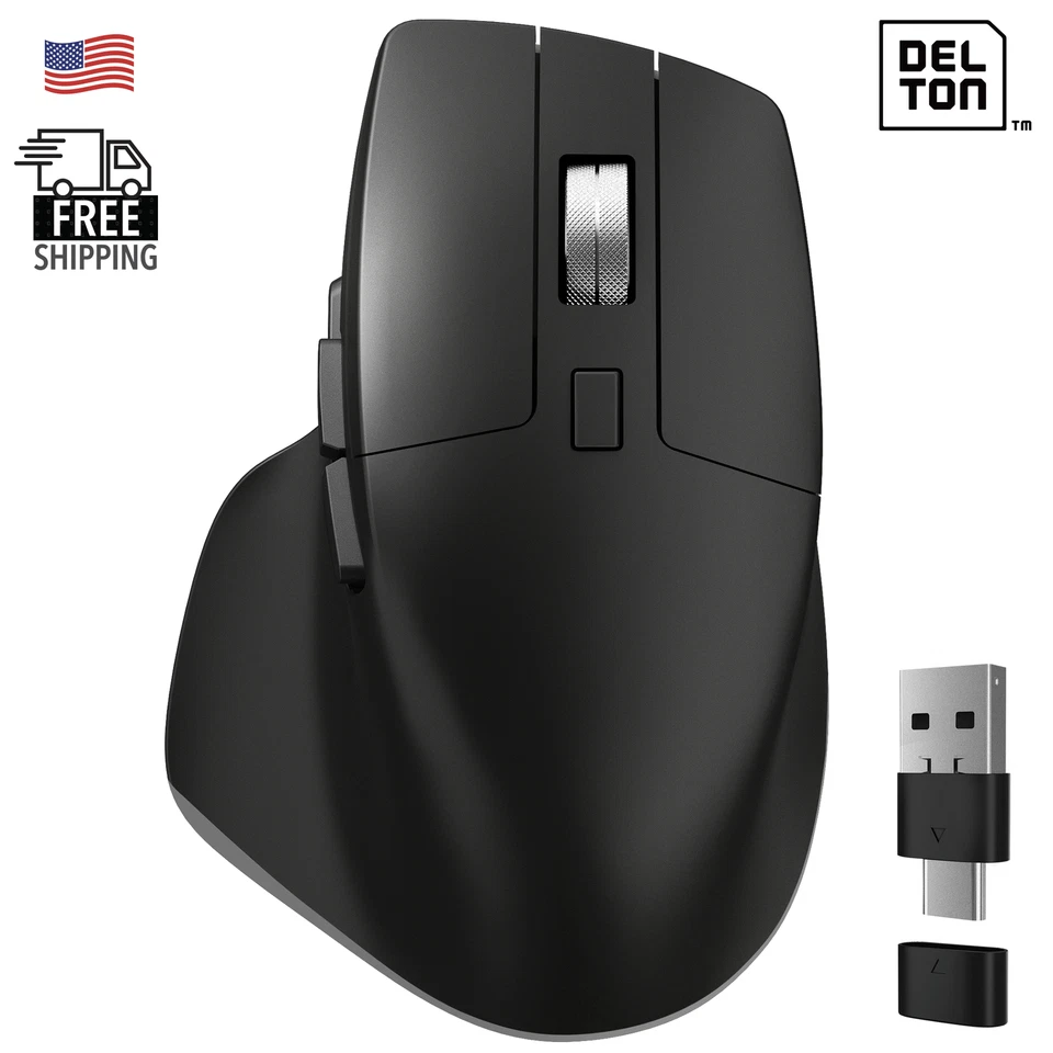 Delton S18 2.4Ghz Wireless Ergonomic Wireless Mouse - Black - Image 1 of 4