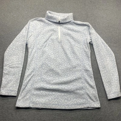 Pullover Columbia 1/4 Cremallera Mujer Mediano Manga Larga Polar Blanco Azul Suave Logo Foto 1 de 4