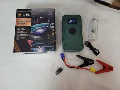 Compresor de aire inflador de neumáticos fuente de alimentación de emergencia linterna cables de puente Foto 1 de 4