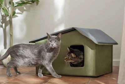 Frisco Extra Wide Heated Cat House Green NEW Sealed Box Indoor Outdoor Shelter - Image 1 of 4