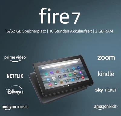 Amazon Fire 7-Tablet, 16 GB, 2 GB RAM, neuestes Modell, mit Werbung, WLAN - Bild 1 von 4