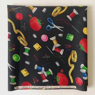 Fabric Traditions Black Sewing Notions Cotton Fabric 1yd x 44" - Image 1 of 4