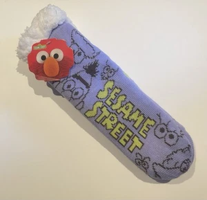 Sesame Street Elmo Sherpa Lined Non-Slip Purple Slipper Socks - One Size - Picture 1 of 3