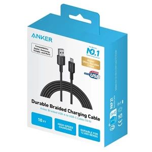 Anker 322 Braided USB-A To USB-C 10' Cable - Black - Picture 1 of 5