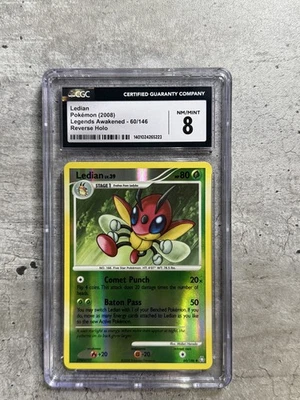 Pokemon Card Ledian Rev Holo CGC 8 NM/Mint, Legends Awakened 60/146, 2008 (1) - Image 1 of 4