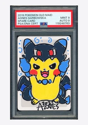 Pokemon PSA 9 AUTO 9 Spare Card Pikachu Agnes Garbowski 2019 Old Maid Japanese - Image 1 of 2