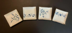 Vtg Set (4) World Market Floral Design 4.5" Square Stoneware Mini Plates (A16) - Picture 1 of 6