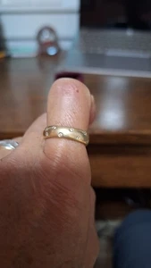 14kt yellow Gold &  Diamond Scattered Eternity Band Ring -size 6 - Picture 1 of 12