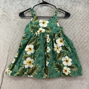 Ky's Girls 6 Tunic Tank Top Green Palm Print Floral Fit & Flare Hawaii Aloha - Picture 1 of 11