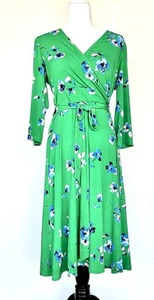 Eliza J Green Floral Dress Stretch Surplice Retails $128 NEW Size 10 - Picture 1 of 5
