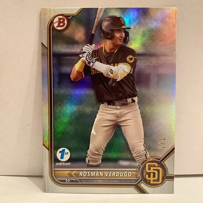 2022 Bowman Draft 1st Edition FOIL 1/1 Rosman Verdugo #BD-161 Padres! - Image 1 of 4