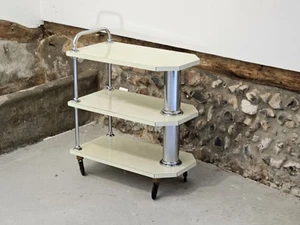 desserte à roulettes Formica Jaune 1960 - Photo 1/16