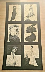 Vintage Aubrey Beardsley Canvas Art 6 Prints on 75x40" Quilt Bloomcraft Original - Picture 1 of 11