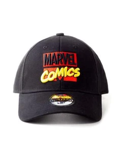 OFFICIAL MARVEL COMICS 3D RETRO LOGO BLACK STRAPBACK BASEBALL CAP - Picture 1 of 3