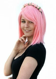 Peluca lisa rosa mediano SAKURA Cosplay Anime Party Wuca C017 - Imagen 1 de 4