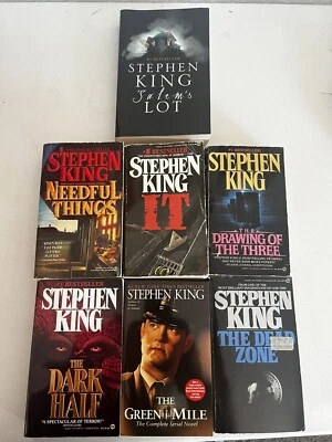 Stephen King Paperback Book Lot of 7 - It, Salems Lot, Needful things, Dark Half Foto 1 de 3