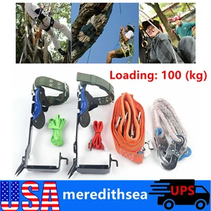 2 Gears Tree Climbing Spikes Cutting Tree Safety Harness Belt Super Loading - Picture 1 of 19