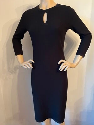 NUEVO CON ETIQUETAS VESTIDO VAINA PUNTO ST JOHN TALLA L 12/14 NEGRO TEJIDO GOFRE Foto 1 de 4