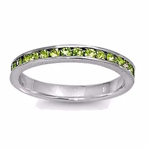 USA Seller Eternity Ring Sterling Silver 925 Swarovski Crystals Jewelry Peridot - Picture 1 of 2