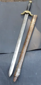 Vintage Decorative Brass & Steel Blade Sword with Copper Scabbard Collectables - Picture 1 of 14