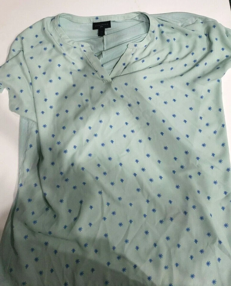 Attention Plus Size 2x Women's Blouse Teal And Blue Short Sleeve  - Image 1 of 4