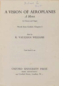 VAUGHAN WILLIAMS, Ralph. (1872–1958) "A Vision of Airplanes" SIGNED SCORE - Picture 1 of 3