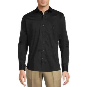 George Dress Shirt Men's Size XL Black Cotton Long Sleeves Slim Fit Button Down - Picture 1 of 5