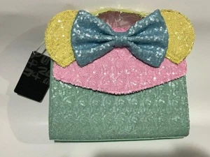 Loungefly Disney Minnie Mouse Pastel Sequin Crossbody Bag Exclusive Purse - Picture 1 of 5