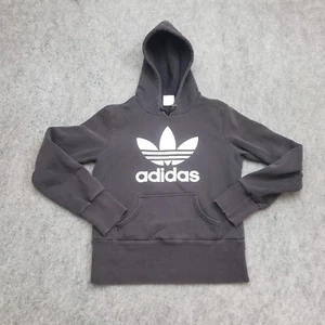 Adidas Hoodie Boys Extra Small Black White Sweater Outdoor Sweatshirt Logo Youth - Picture 1 of 10