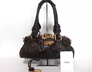 Chloe Mini Paddington Handbag Dark Brown Leather Gold Padlock Key Guarantee 0090 - Picture 1 of 15